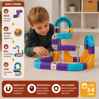 DIY Gravity Cube Track Building Kit with Electric Train