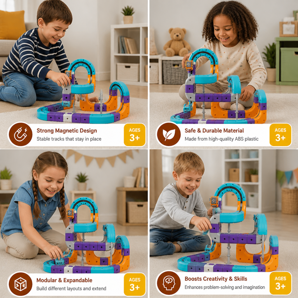 DIY Gravity Cube Track Building Kit with Electric Train