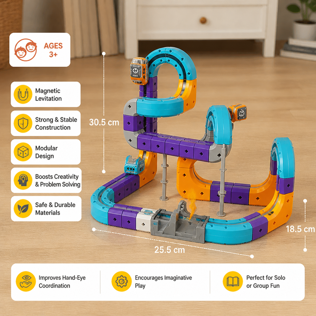 DIY Gravity Cube Track Building Kit with Electric Train
