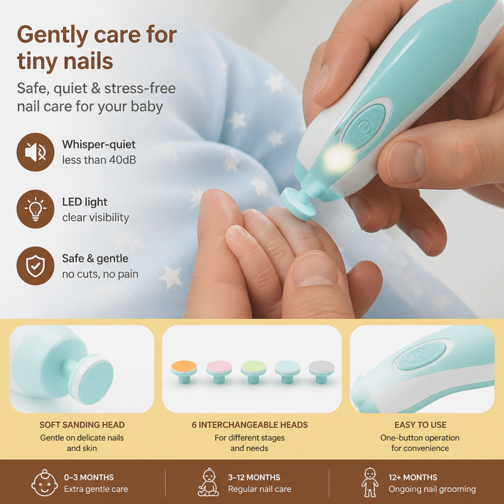 Electric Baby Nail Trimmer – 6-in-1 Nail Care Set