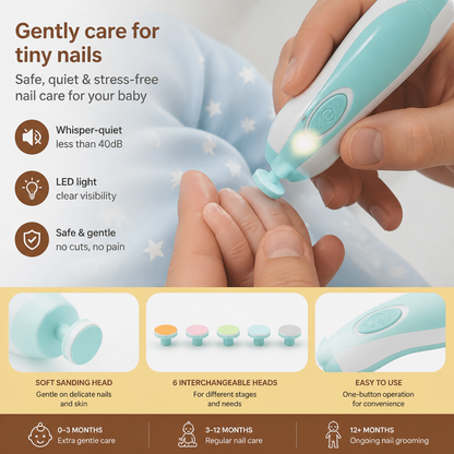 Electric Baby Nail Trimmer – 6-in-1 Nail Care Set