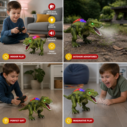 Remote Control Walking T-Rex – RC Dinosaur with Spray Mist, Lights & Sound