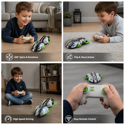 2-in-1 Remote Control Transforming Stunt Car with 360° Rotation & LED Lights