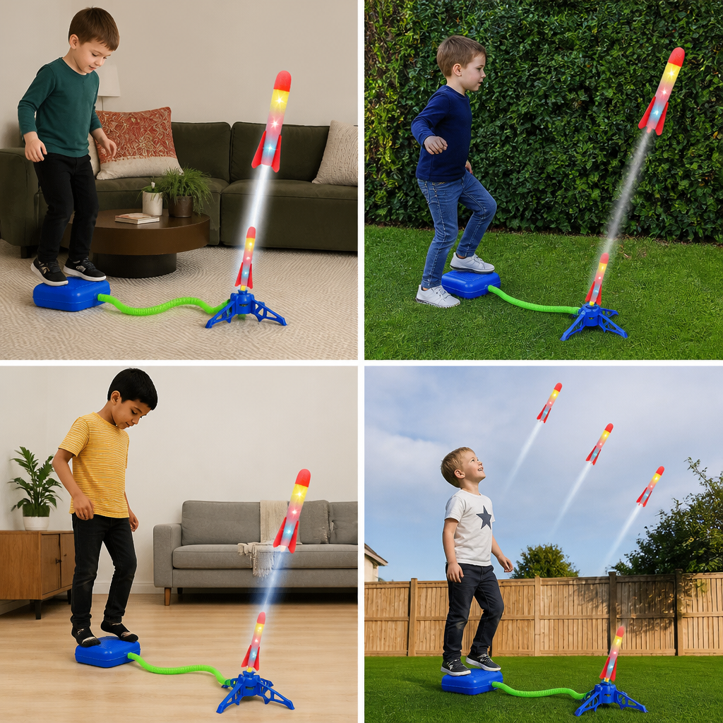 Safe & Soft Kids Rocket Launcher- Lightning Air-Powered Indoor Fun