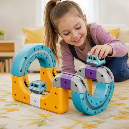 DIY Gravity Cube Track Building Kit with Electric Train