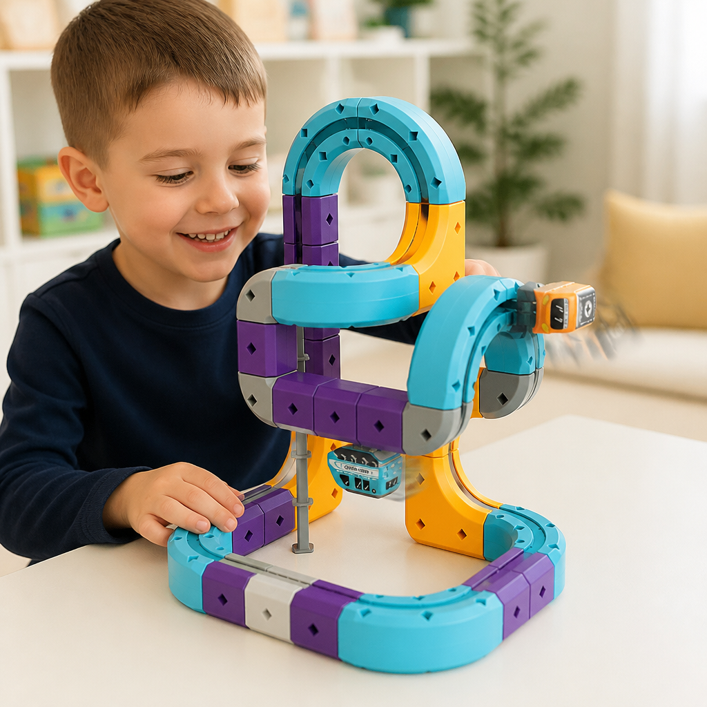 DIY Gravity Cube Track Building Kit with Electric Train