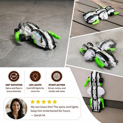 2-in-1 Remote Control Transforming Stunt Car with 360° Rotation & LED Lights