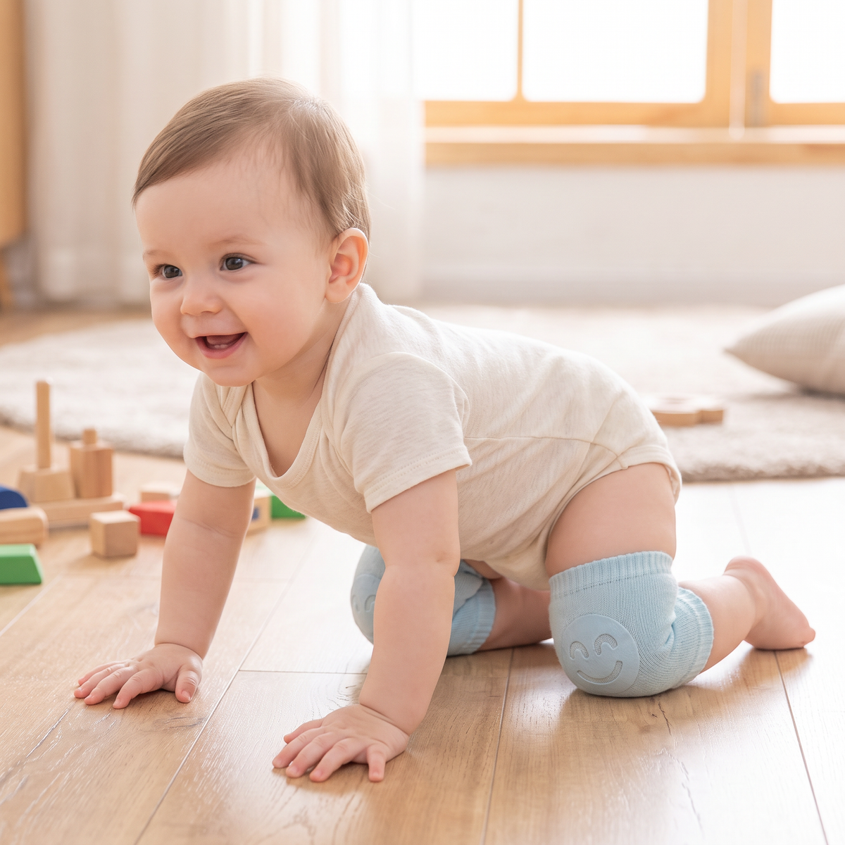 Baby Crawling Knee Pads – Non-Slip Protection with Smiley Face Design
