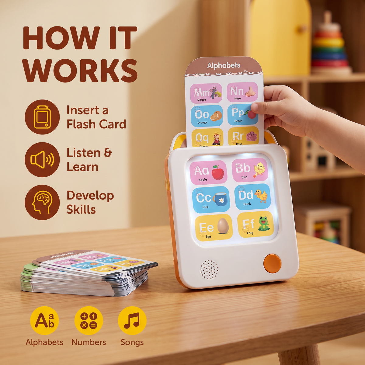 Kids’ Interactive English Flash Card Reader – Educational Learning Toy