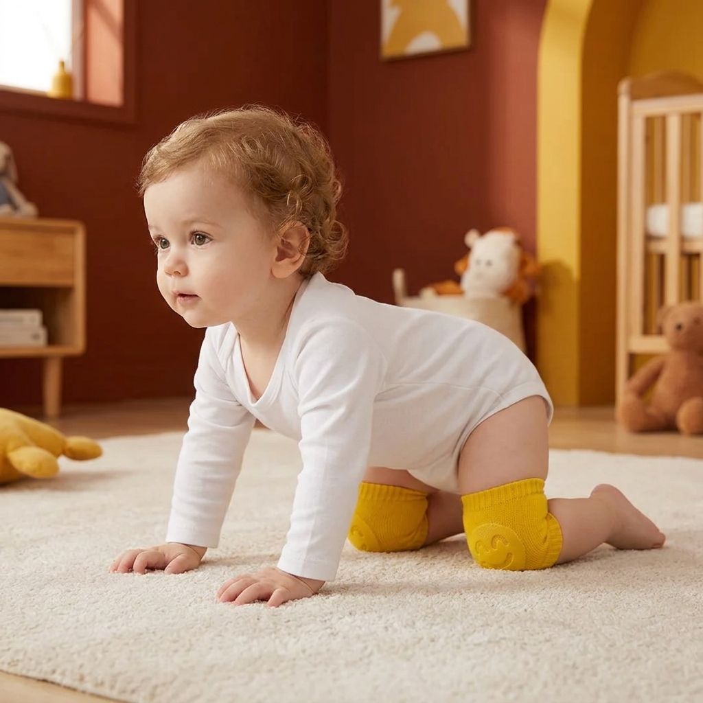 Baby Crawling Knee Pads – Non-Slip Protection with Smiley Face Design