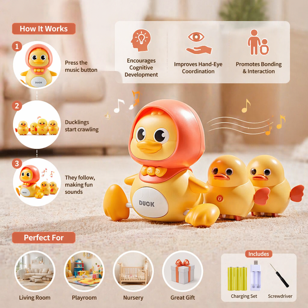 Musical Duck Family Crawling & Learning Toy for Babies
