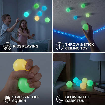 Glow in the Dark Sticky Balls – Throw & Stick Ceiling Toy for Kids & Adults