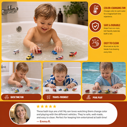 6-Pack Color-Changing Emergency Vehicle Bath Toys for Babies & Toddlers