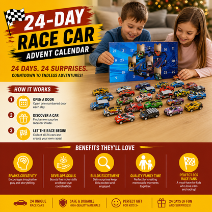 24-Day Race Car Advent Calendar with Surprise Toy Cars