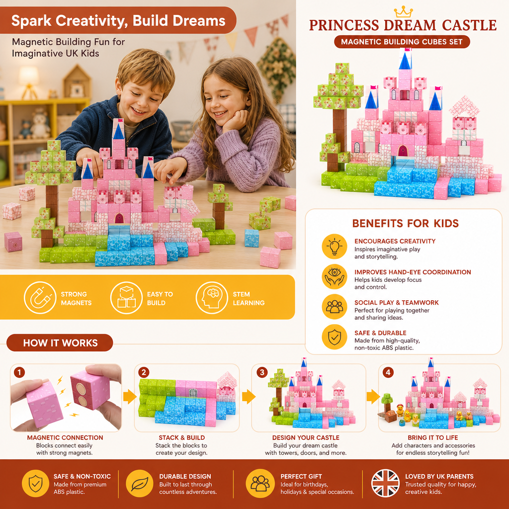 Montessori Princess Dream Castle Magnetic Building Cubes Set