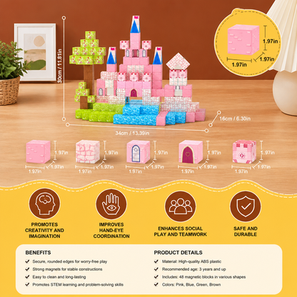 Montessori Princess Dream Castle Magnetic Building Cubes Set