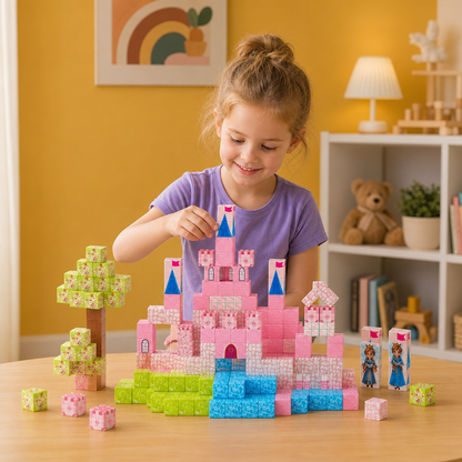 Montessori Princess Dream Castle Magnetic Building Cubes Set