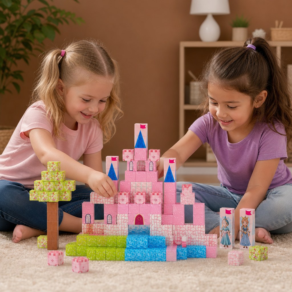 Montessori Princess Dream Castle Magnetic Building Cubes Set