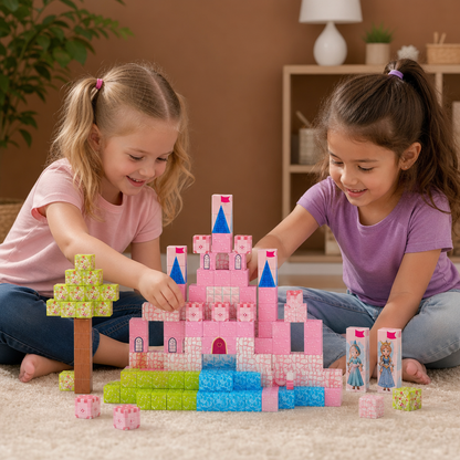 Montessori Princess Dream Castle Magnetic Building Cubes Set