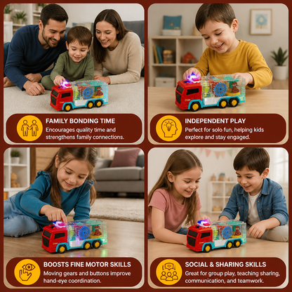 Interactive Fire Truck Toy with Colorful Moving Gears