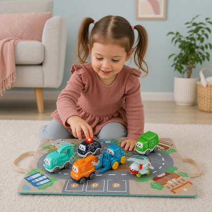 Toddler Toy Truck & Car Set with Play Mat Storage Bag
