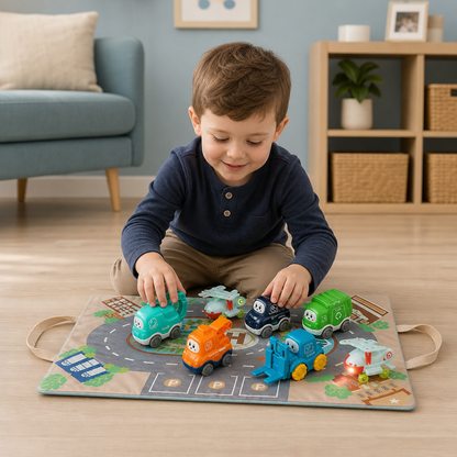 Toddler Toy Truck & Car Set with Play Mat Storage Bag