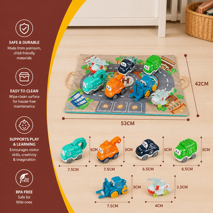 Toddler Toy Truck & Car Set with Play Mat Storage Bag