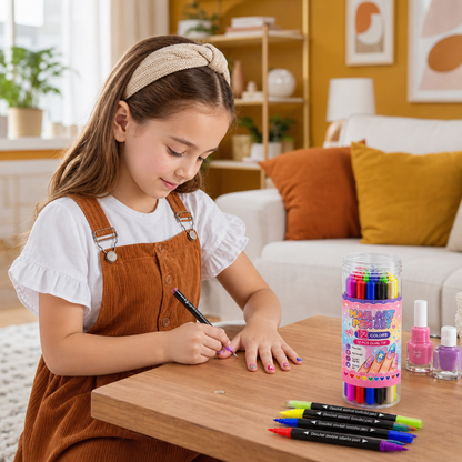 12-Color Dual-Tip Nail Art Pen Set – Fine Detail & Creative Designs