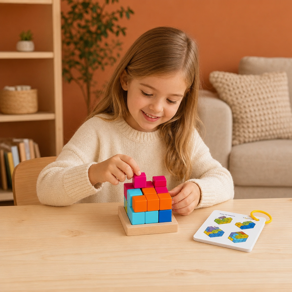 Montessori 3D Wooden Puzzle Blocks – Colorful Geometry & STEM Brain Training Game