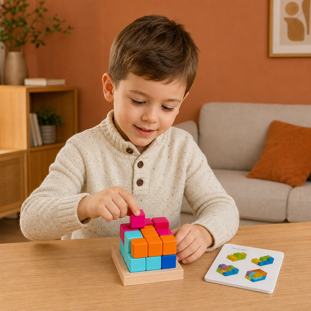 Montessori 3D Wooden Puzzle Blocks – Colorful Geometry & STEM Brain Training Game