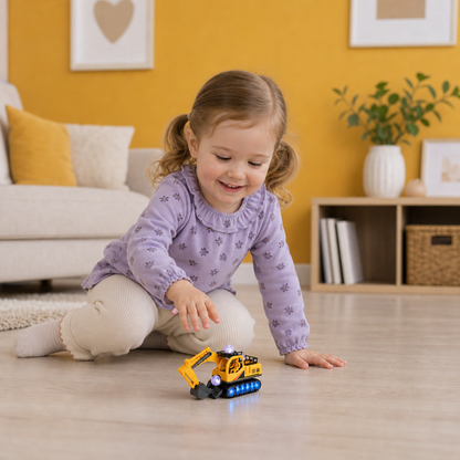 Electric Excavator Toy with Disco Ball, Music & Bump-and-Go Action