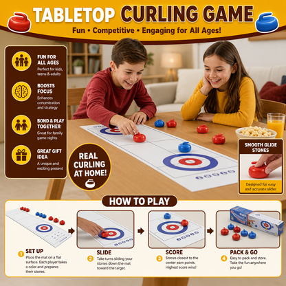 Portable Tabletop Curling Game – 2-Player Competition Set