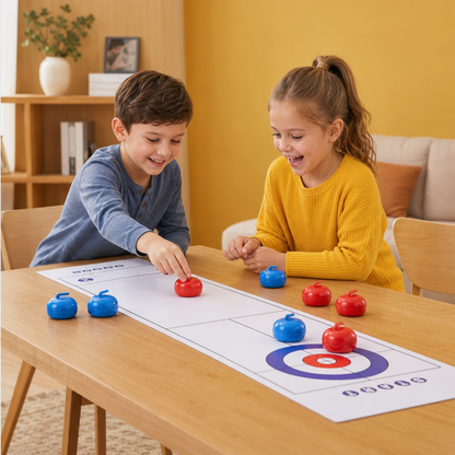 Portable Tabletop Curling Game – 2-Player Competition Set