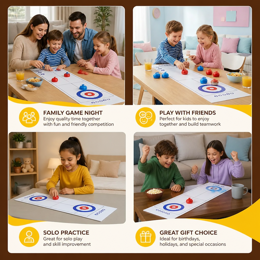 Portable Tabletop Curling Game – 2-Player Competition Set