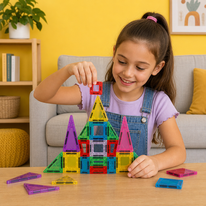 Magnetic Building Blocks Set for Kids – Travel-Friendly Storage Tin