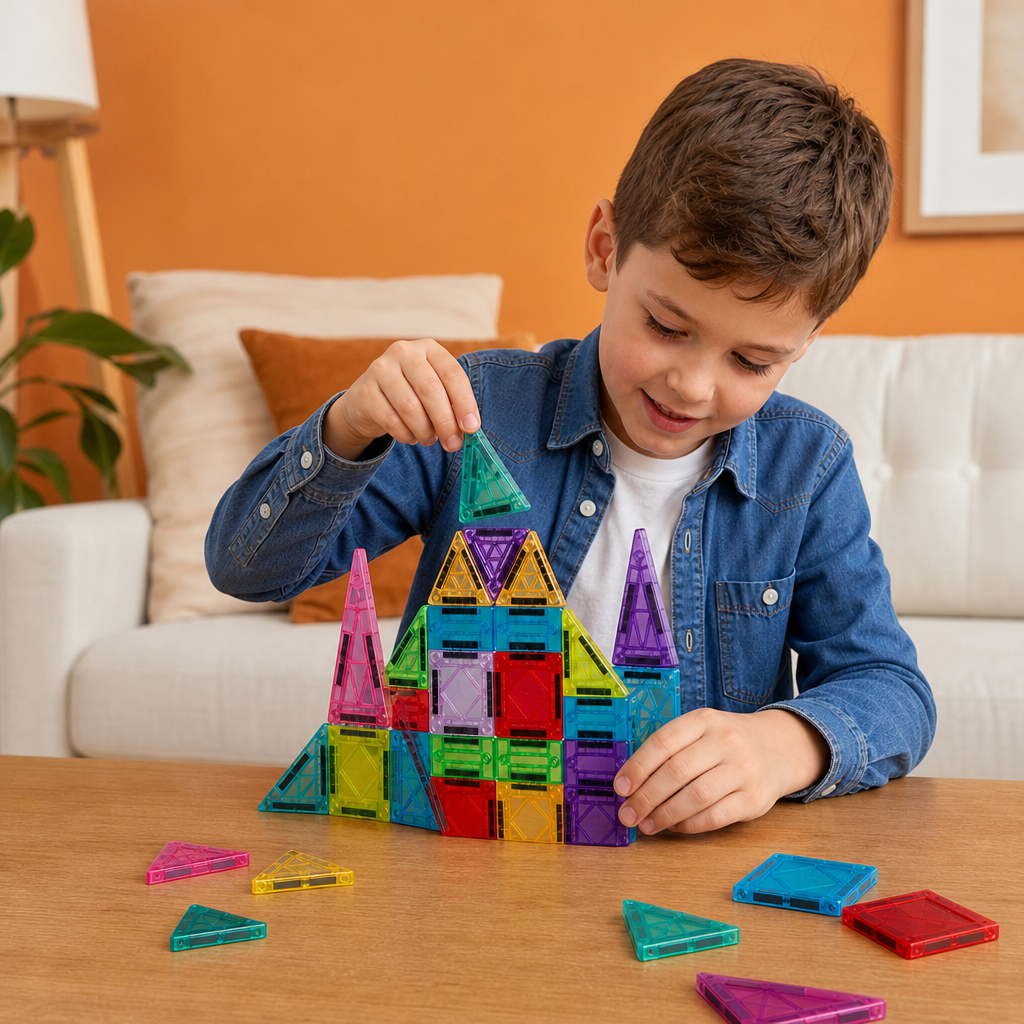Magnetic Building Blocks Set for Kids – Travel-Friendly Storage Tin
