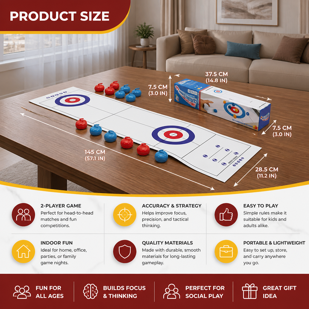 Portable Tabletop Curling Game – 2-Player Competition Set