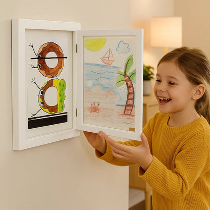 Children’s Art Display Frame ⎜ Flip-Open Picture Frame with Storage for Drawings and Creative Projects