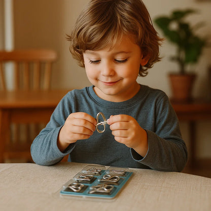 Metal Puzzle Ring Set ⎜ Brain Teaser Logic Game for Kids and Adults with Multiple Unlocking Challenges