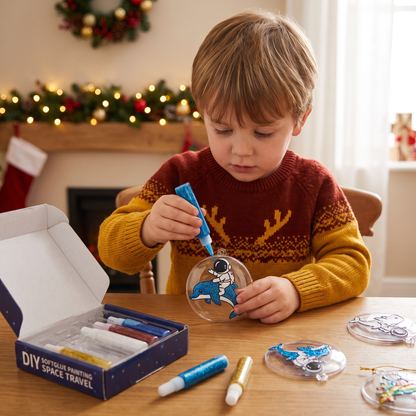 DIY Christmas No-Bake Glue Painting Ornament Craft Kit for Kids