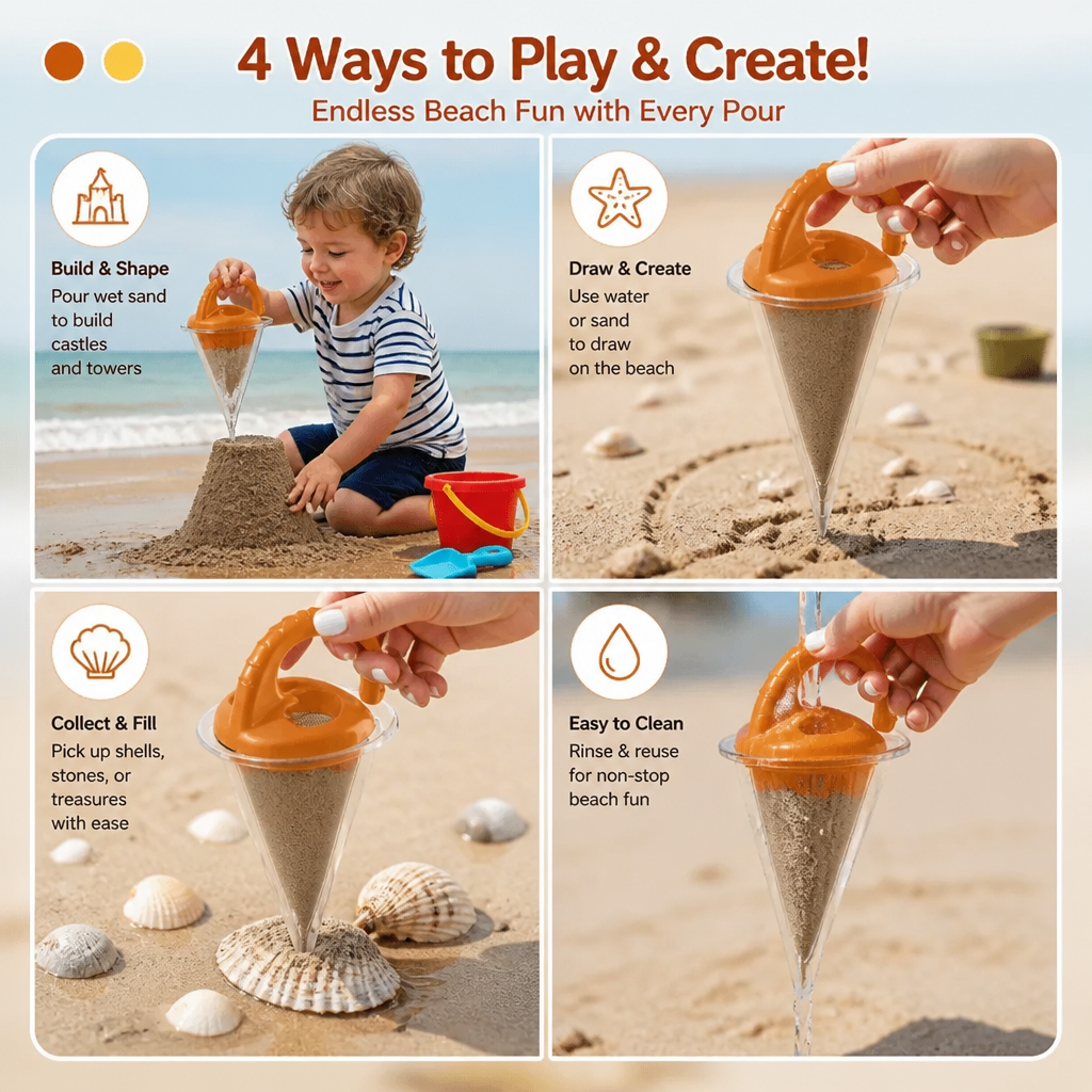 Kids Beach Sand Funnel Toy for Drawing and Pouring