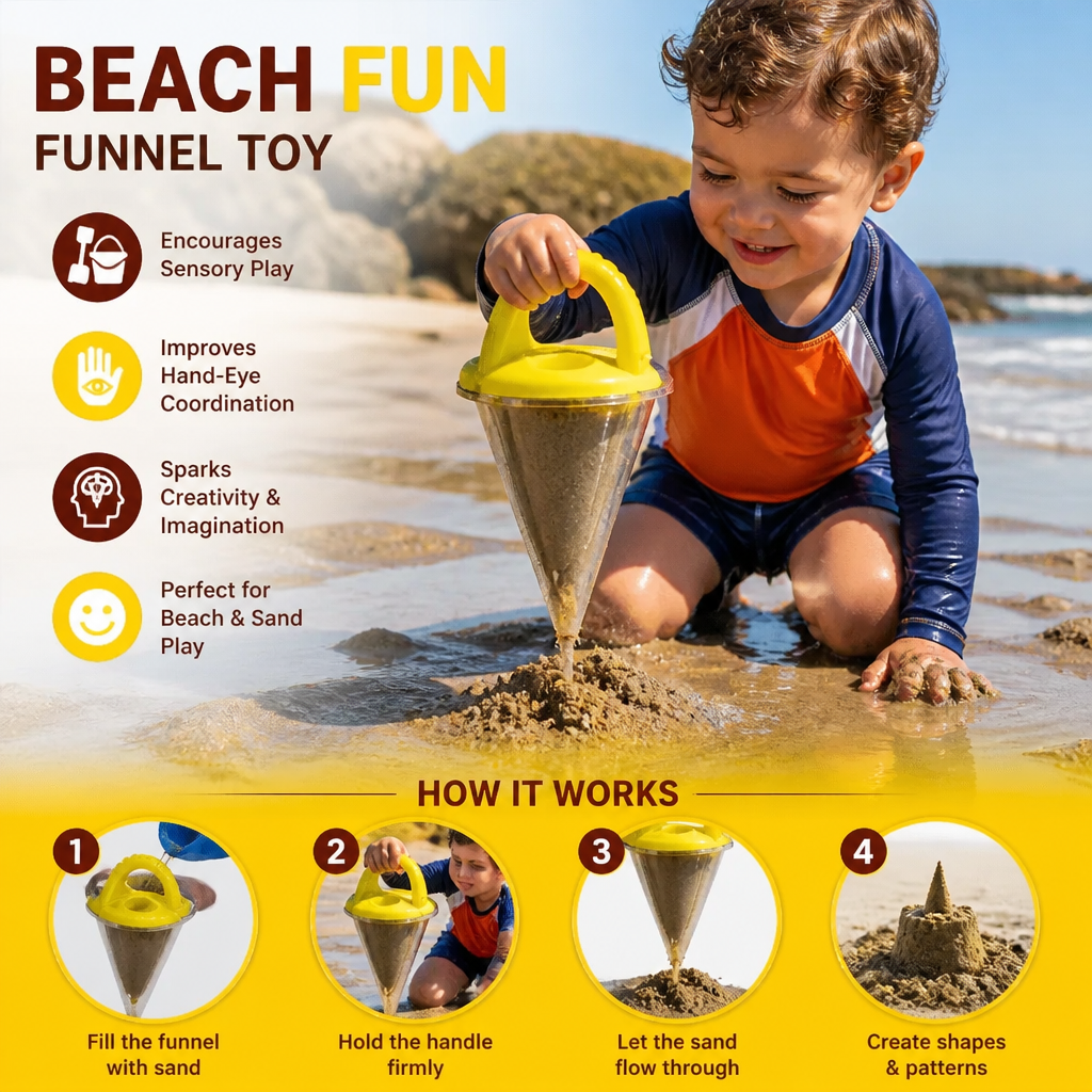 Kids Beach Sand Funnel Toy for Drawing and Pouring