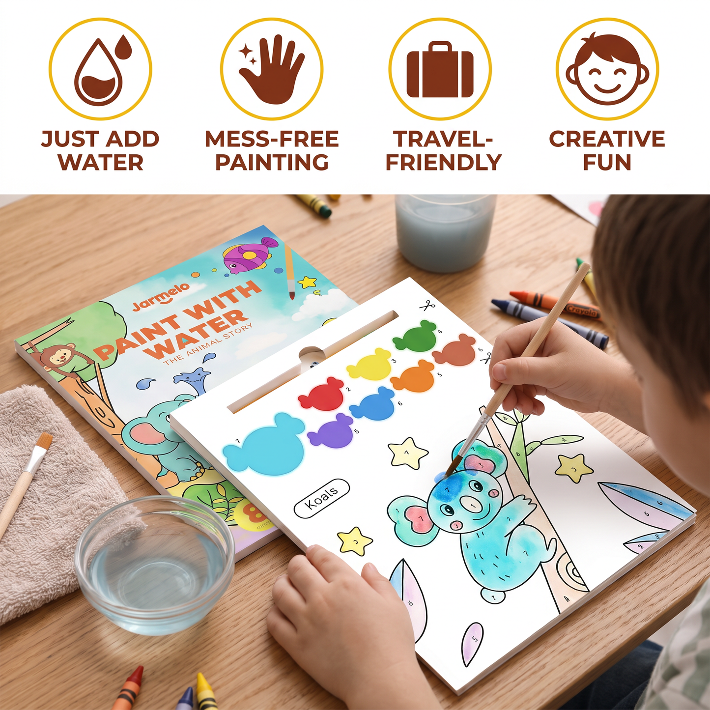 Watercolor Painting Book with Brush – Mess-Free Paint with Water Fun