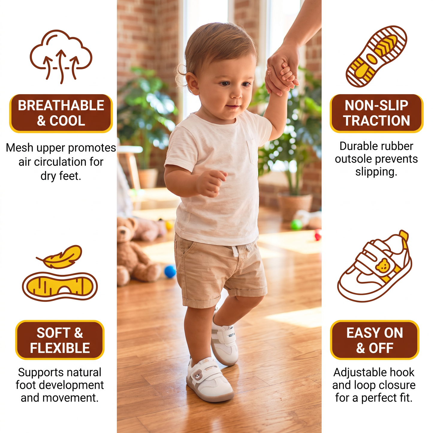 Breathable Baby & Toddler First Walking Shoes – Soft Sole & Non-Slip