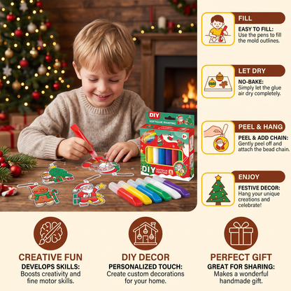 DIY Christmas No-Bake Glue Painting Ornament Craft Kit for Kids