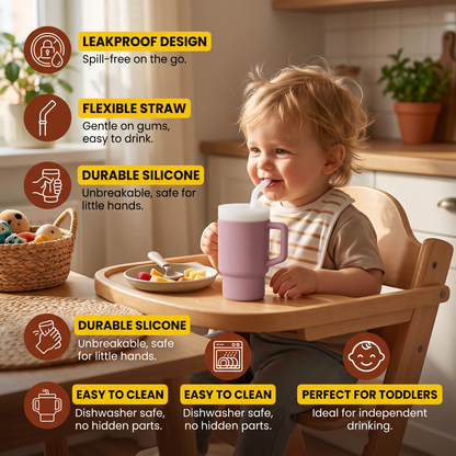 Leakproof Silicone Toddler Straw Cup