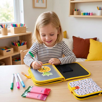 Portable reusable drawing book for children