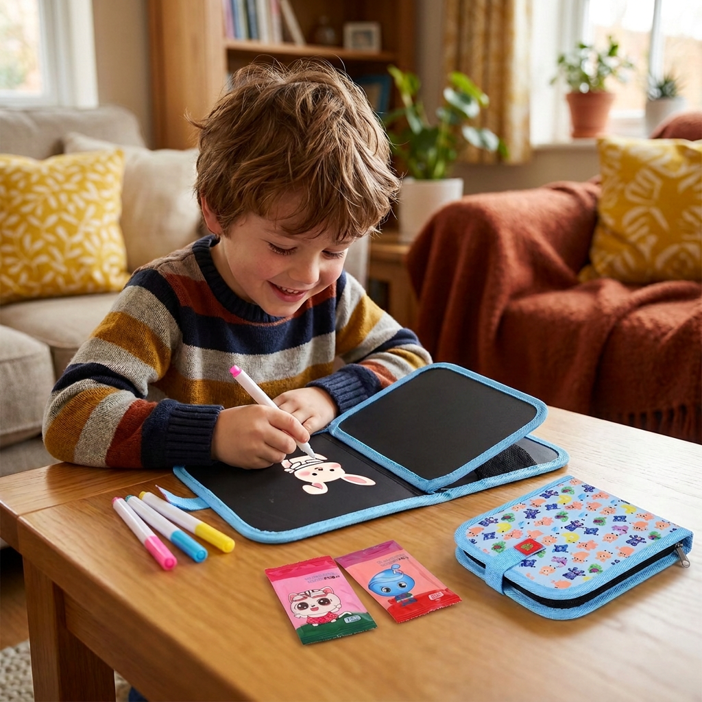 Portable reusable drawing book for children
