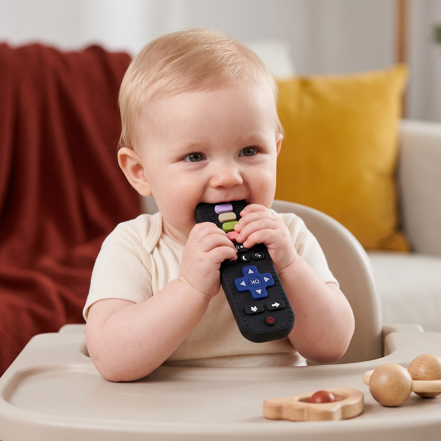 Silicone Remote Control Baby Teether – BPA-Free Sensory Chew Toy
