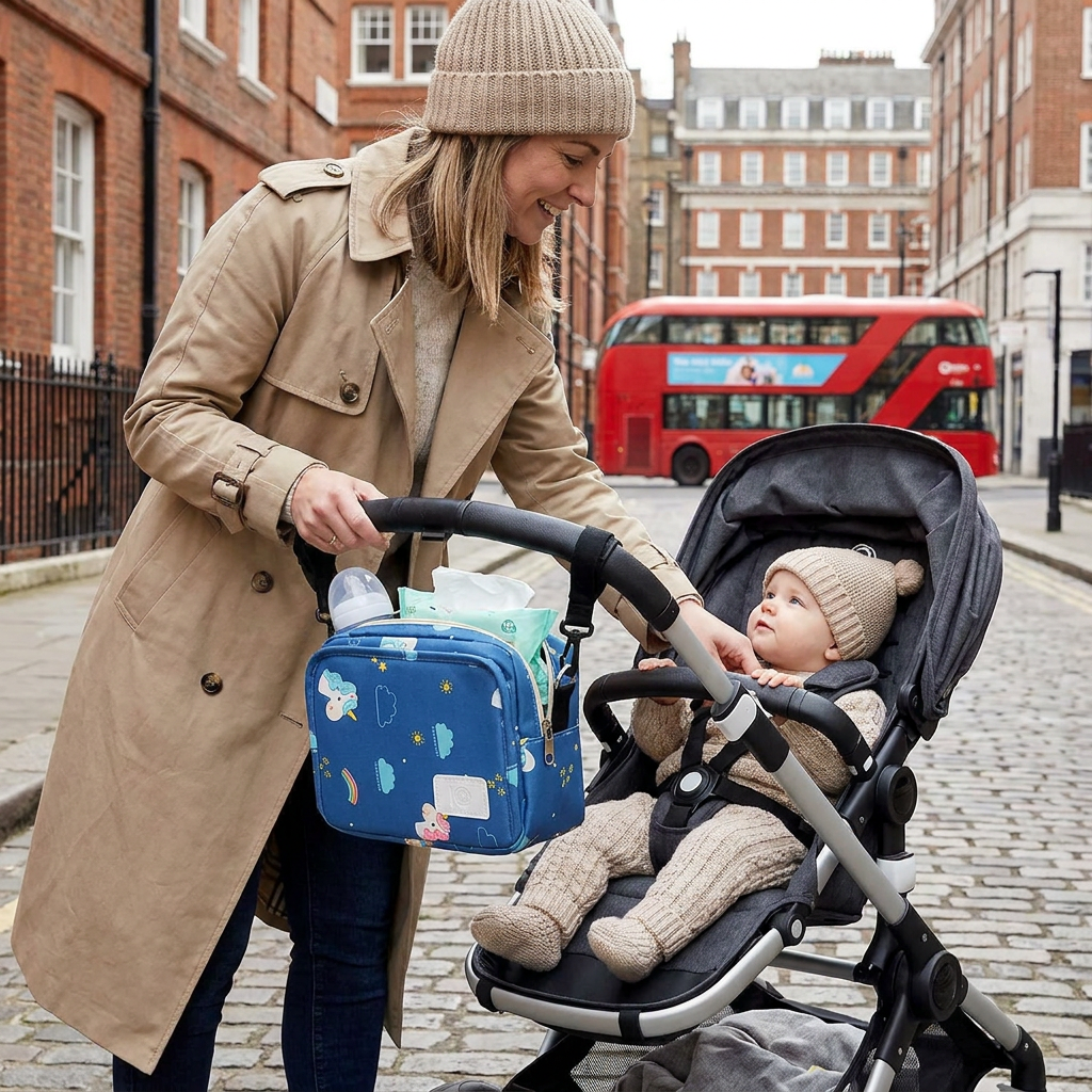 3in1 Stroller Organizer Bag – Waterproof Diaper Caddy with Insulated Pockets